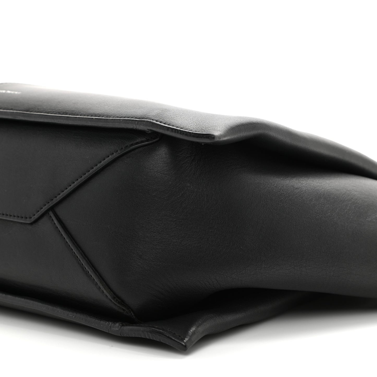 Baby Grained Calfskin Medium Tri-Fold Bag Black