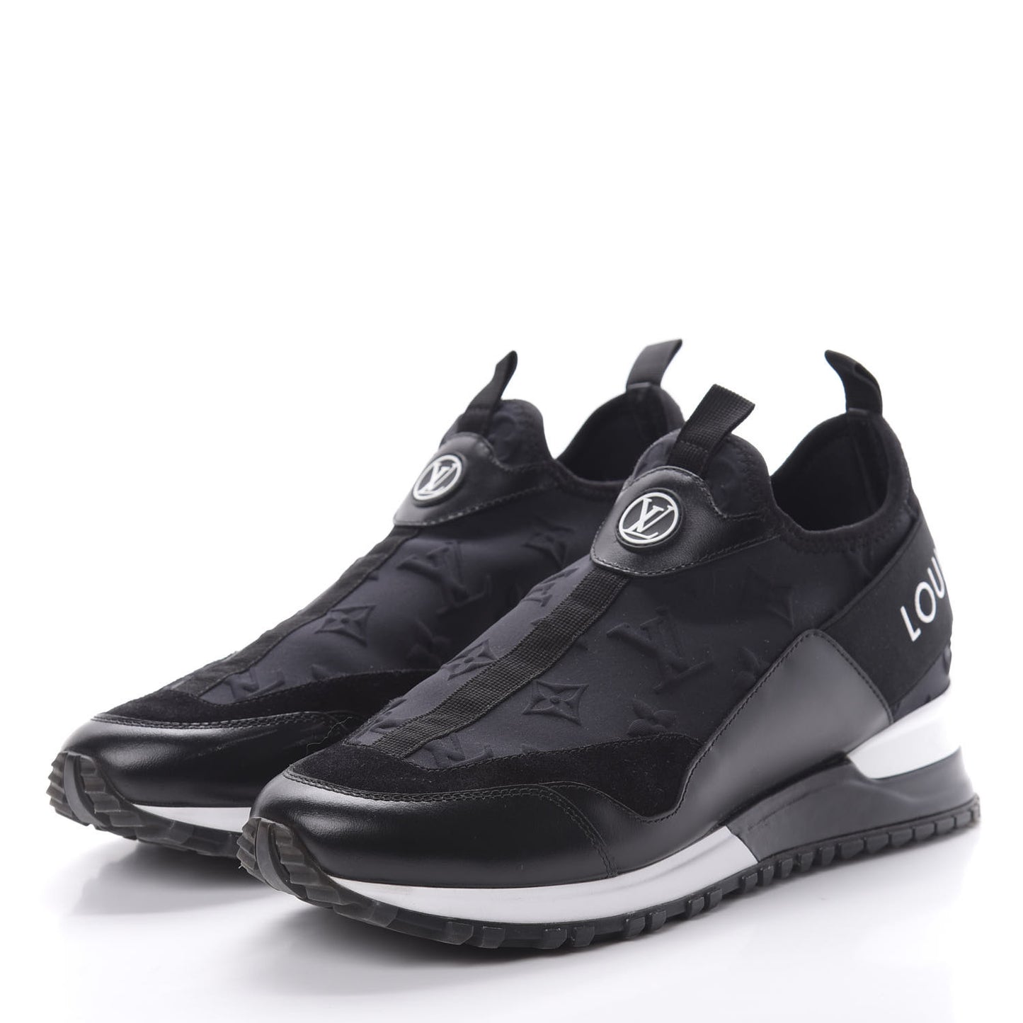 Technical Fabric Calfskin Run Away Sneakers 38 Black