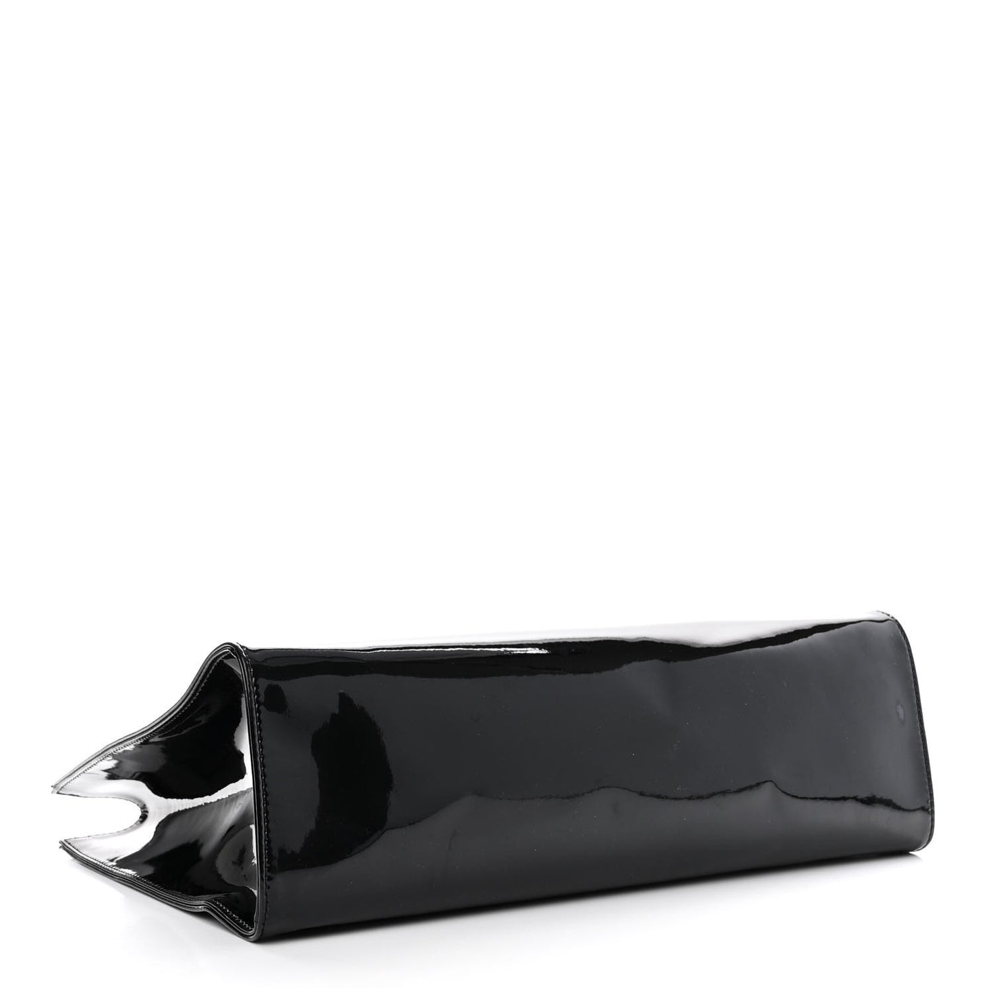 Patent Vegan Leather Medium Shopping Bag Black