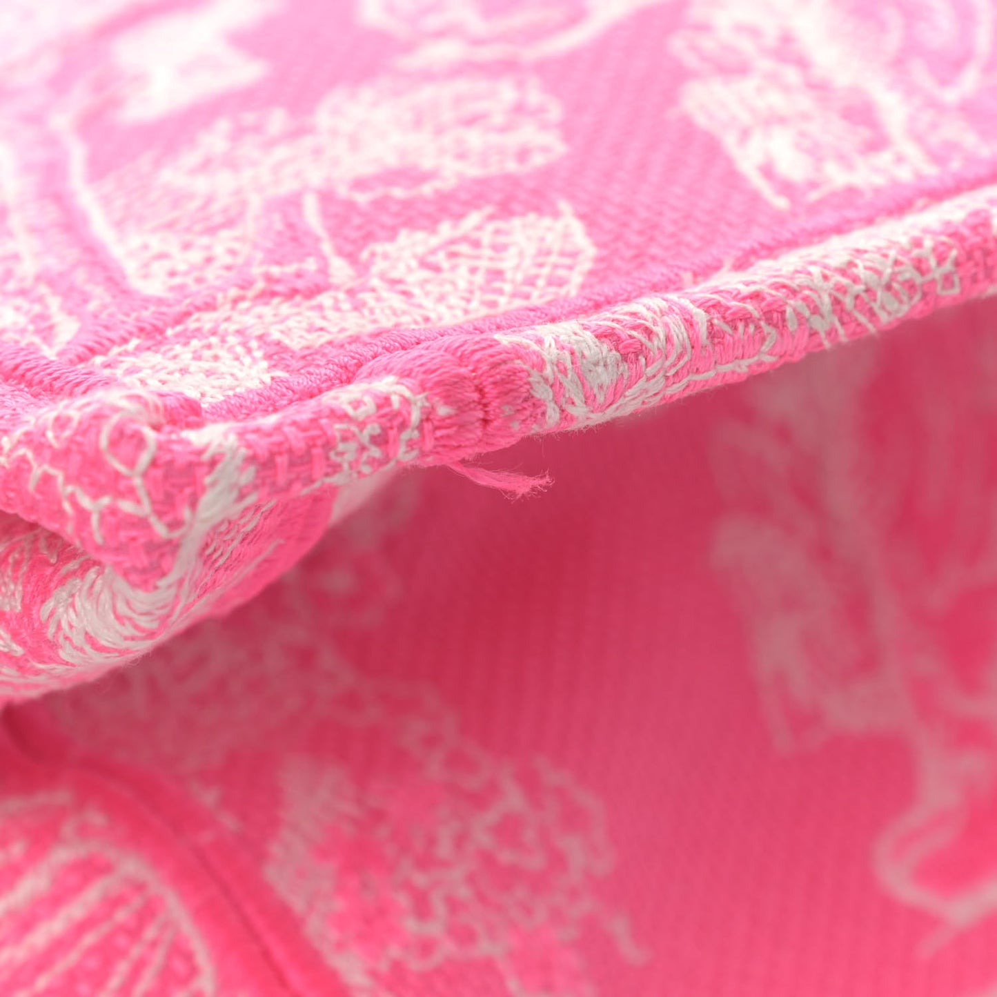 Canvas Embroidered Medium Dioriviera Toile De Jouy Book Tote Fluorescent Pink