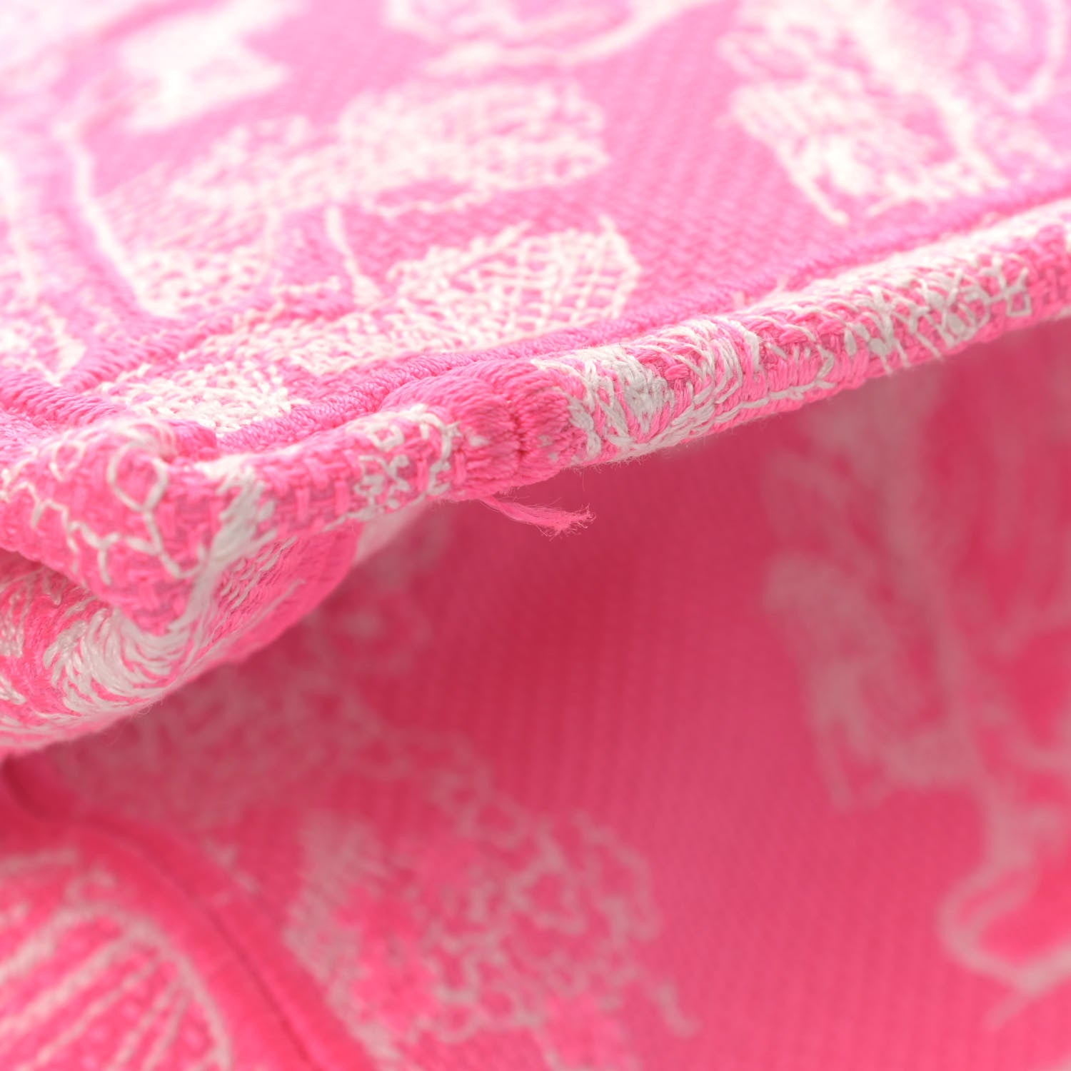 Christian Dior Canvas Embroidered Medium Dioriviera Toile De Jouy Book Tote Fluorescent Pink 10 of 11