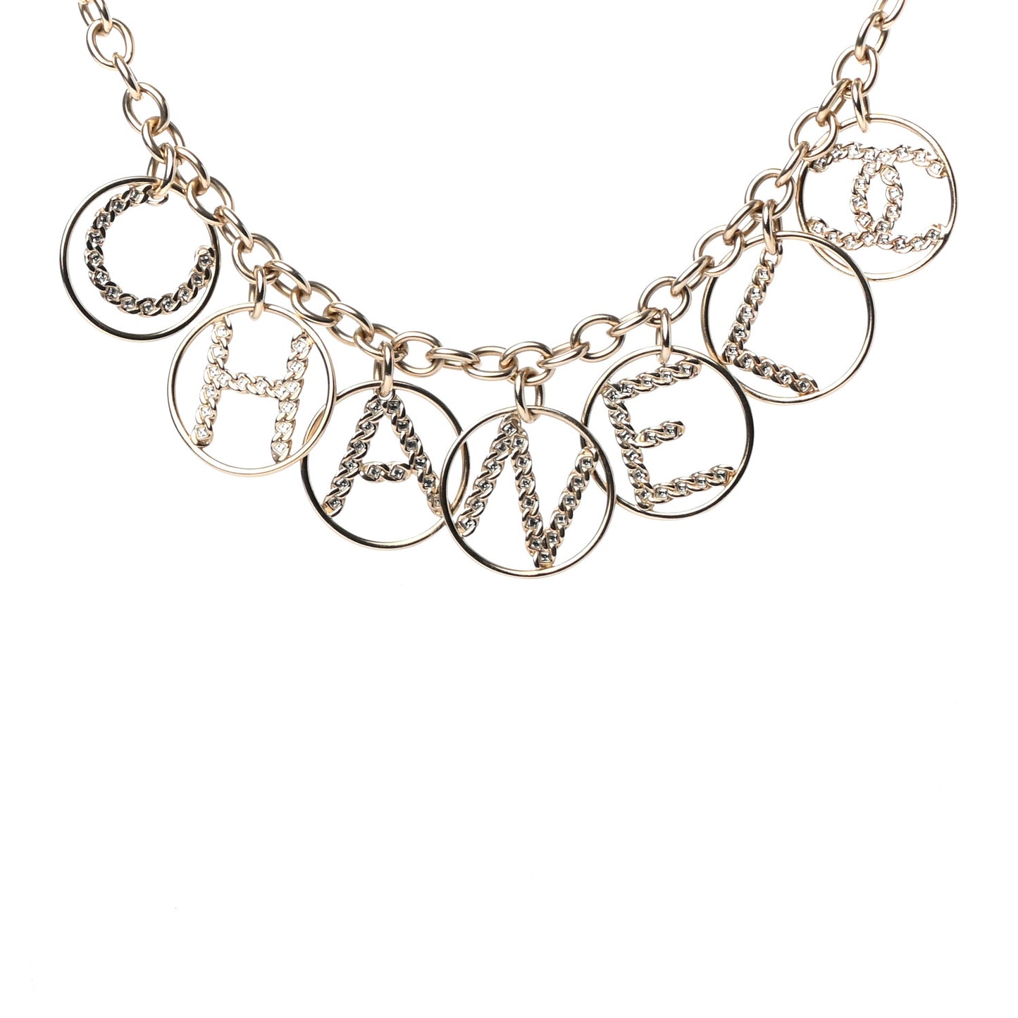 Metal Strass Crystal Logo Necklace Gold