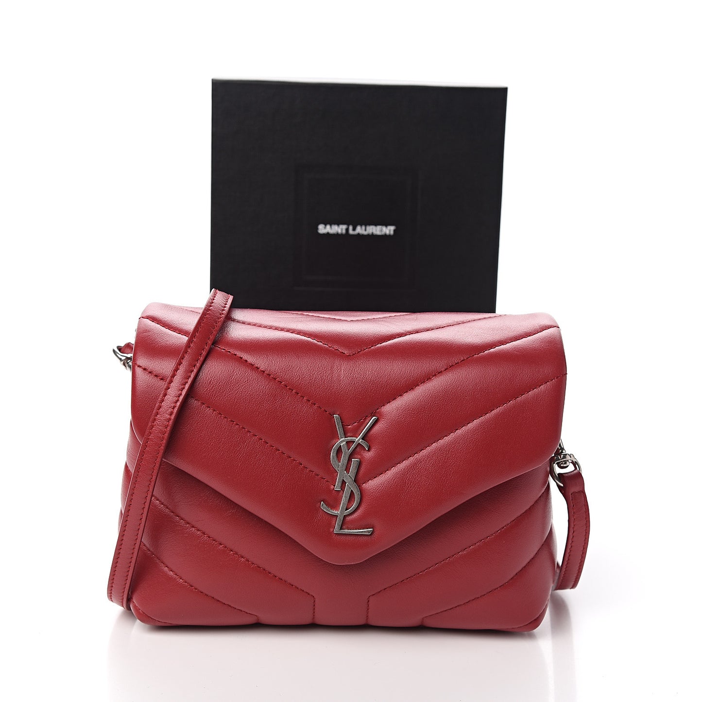 Calfskin Y Quilted Monogram Toy Loulou Crossbody Bag Red