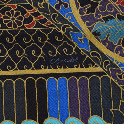 Hermes Cashmere Silk Collections Imperiales Shawl 140 Bleu Liedevin Mordore 7 of 8