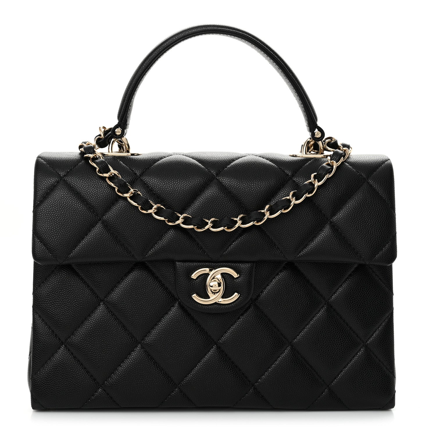 Chanel Caviar Quilted Medium Retro Twist Top Handle Flap Black 1 of 11