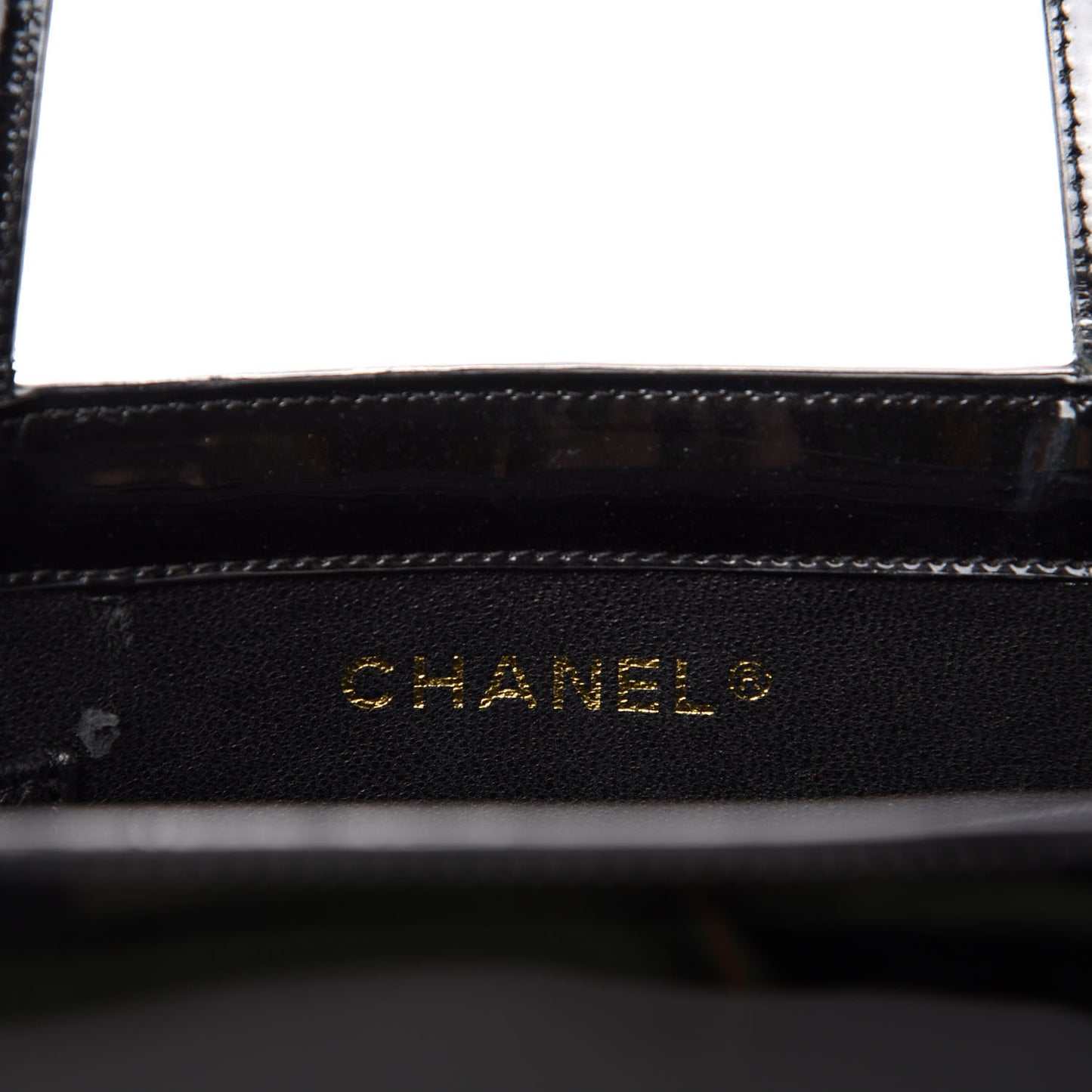 Patent Logo Shoulder Bag Black