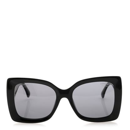 Chanel Acetate CC Polarized Square Sunglasses 5555 Black 2 of 8