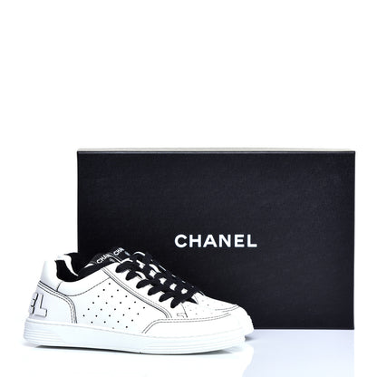 Chanel Calfskin Womens Logo Sneakers 36 White Black 9 of 11