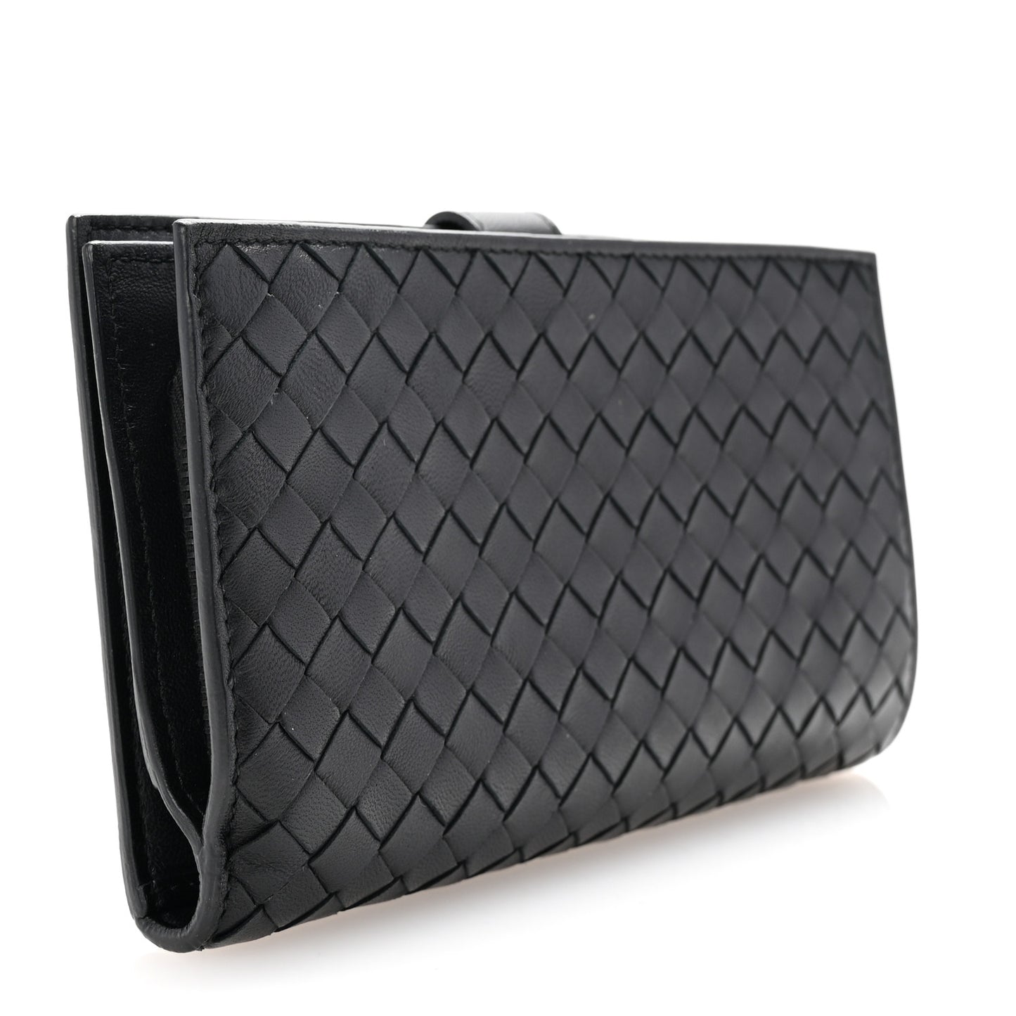 Nappa Intrecciato Continental Snap Wallet Black