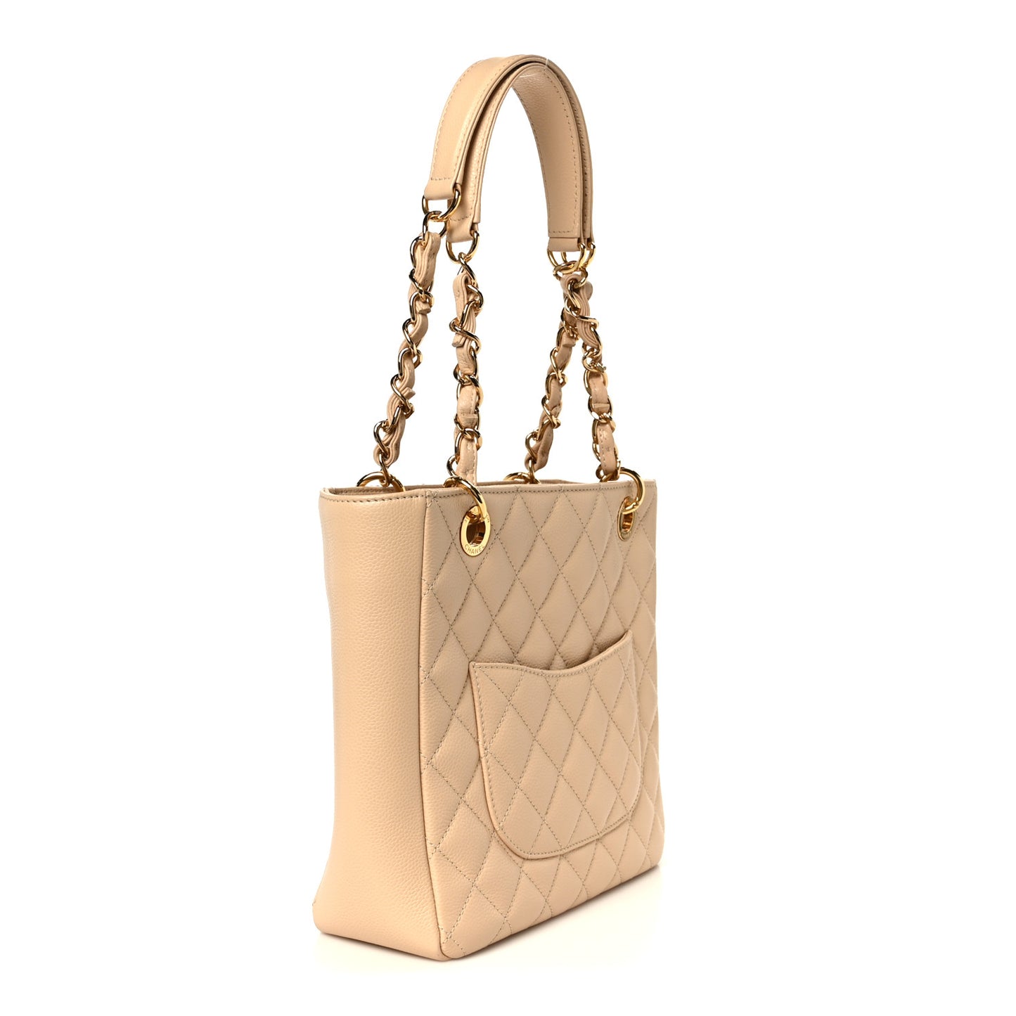 Caviar Quilted Petit Shopping Tote PST Beige Clair