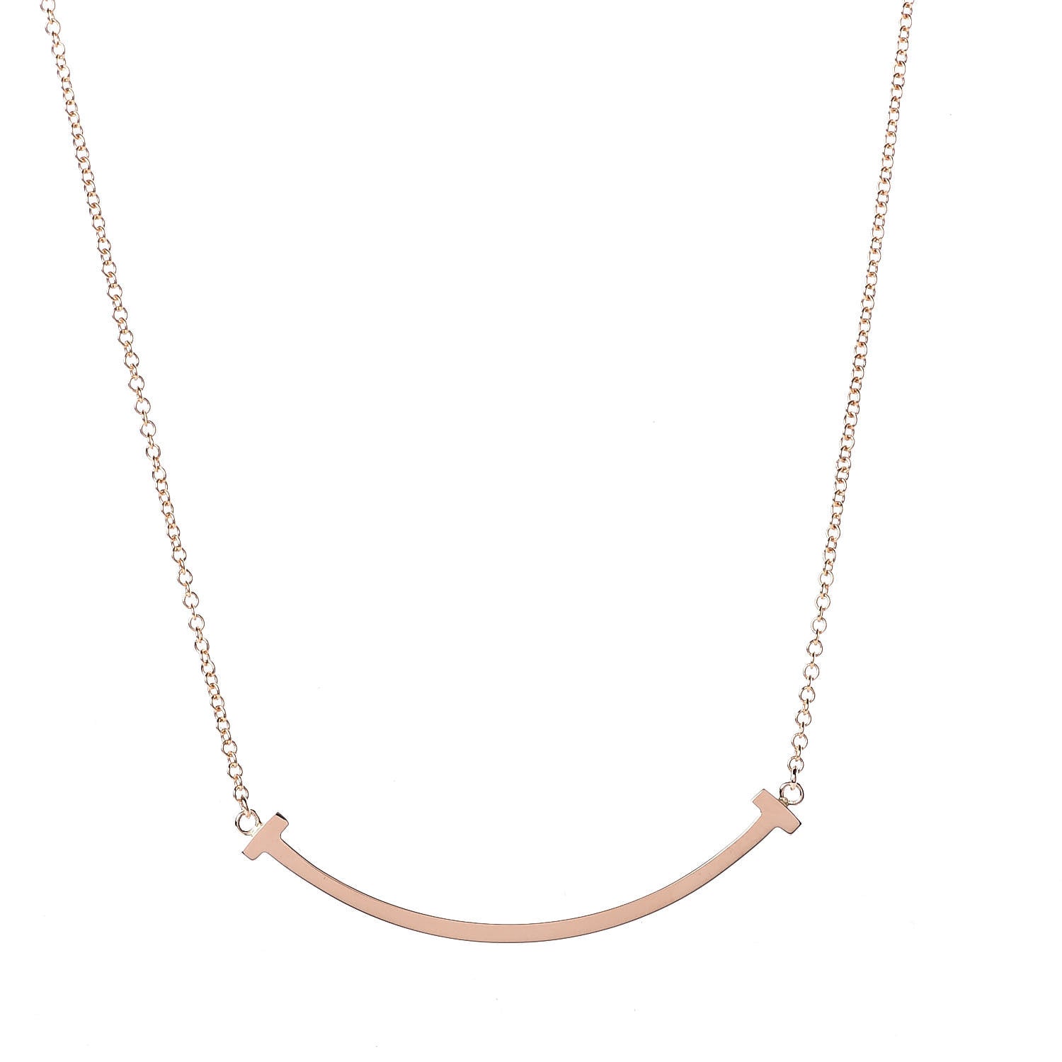 Tiffany 18K Yellow Gold Small T Smile Pendant Necklace 4 of 7