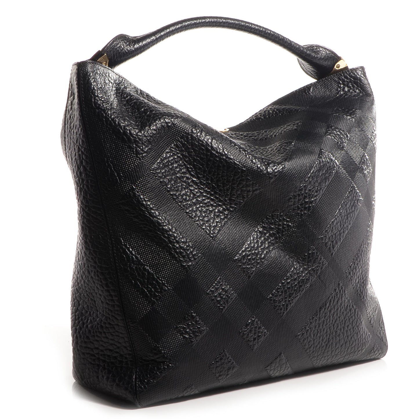 Heritage Grain Check Embossed Medium Lindburn Hobo Black