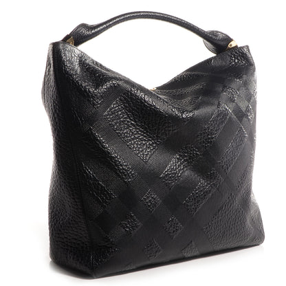 Burberry Heritage Grain Check Embossed Medium Lindburn Hobo Black 3 of 9