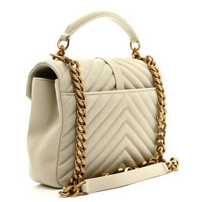 Saint Laurent Sheepskin Matelasse Chevron Monogram Medium College Bag Crema Soft 3 of 11
