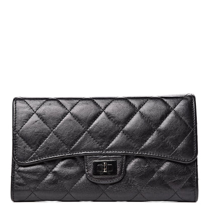 Chanel Metallic Aged Calfskin Quilted Reissue Long Flap Wallet So Black 1 of 12