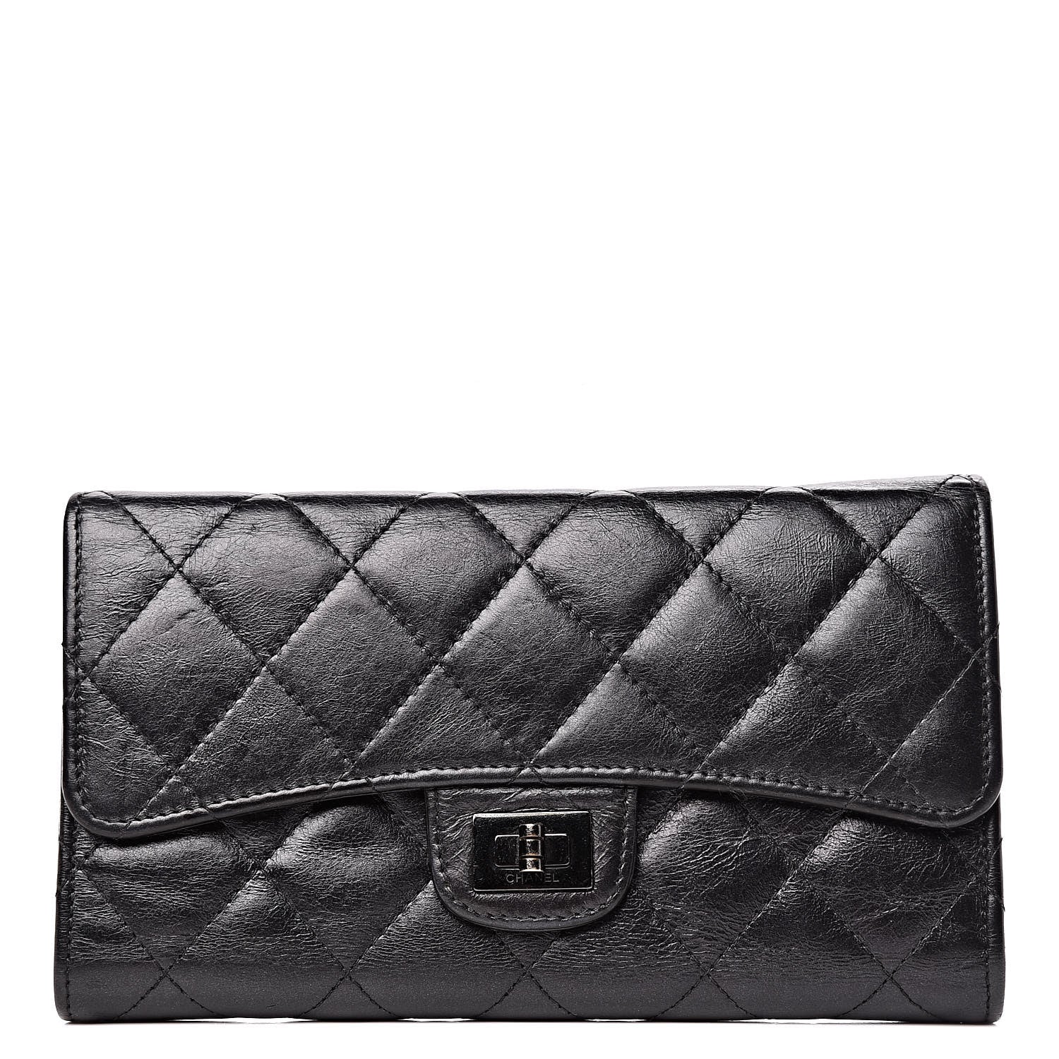 Chanel Metallic Aged Calfskin Quilted Reissue Long Flap Wallet So Black 1 of 12