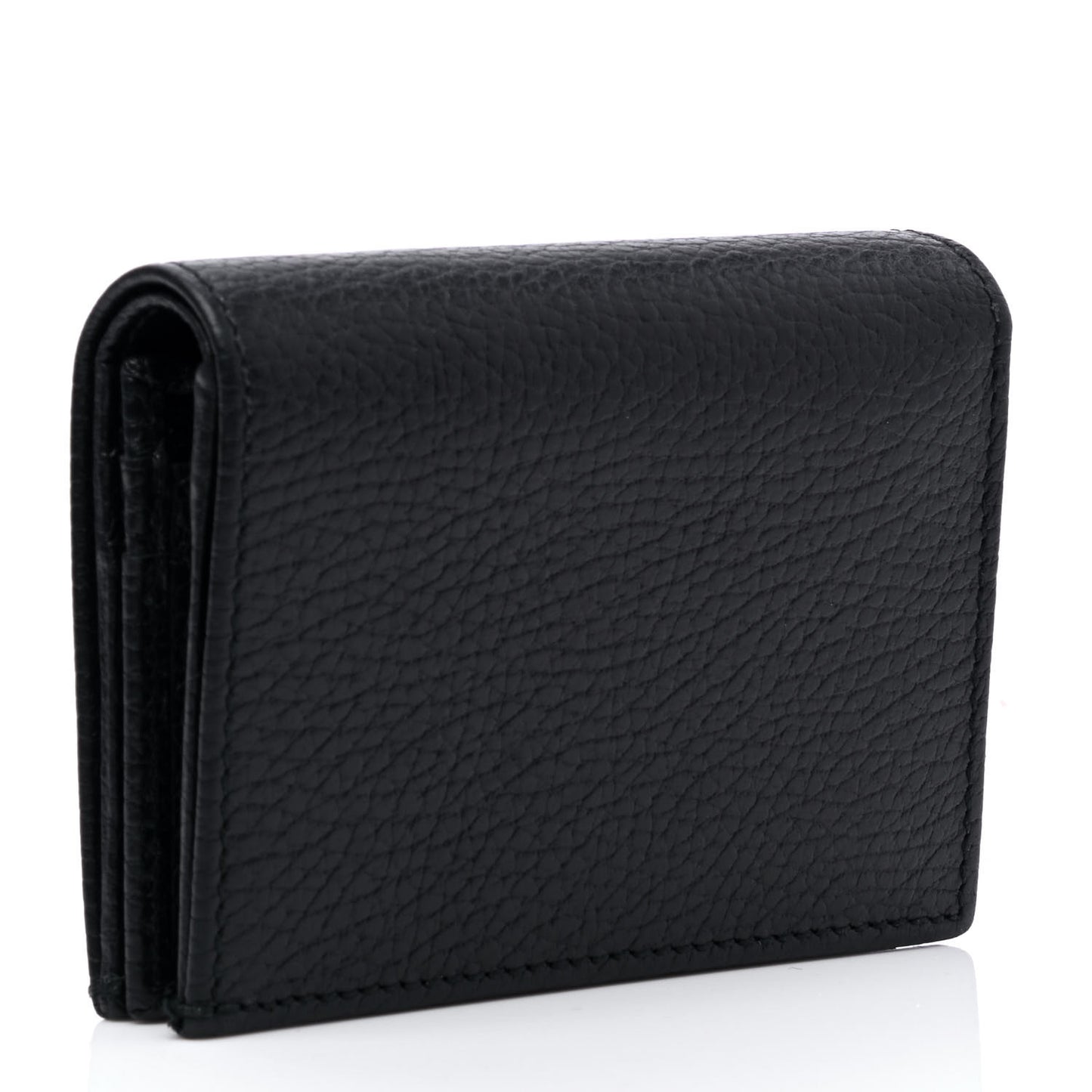 Pebbled Calfskin Butterfly Card Case Black