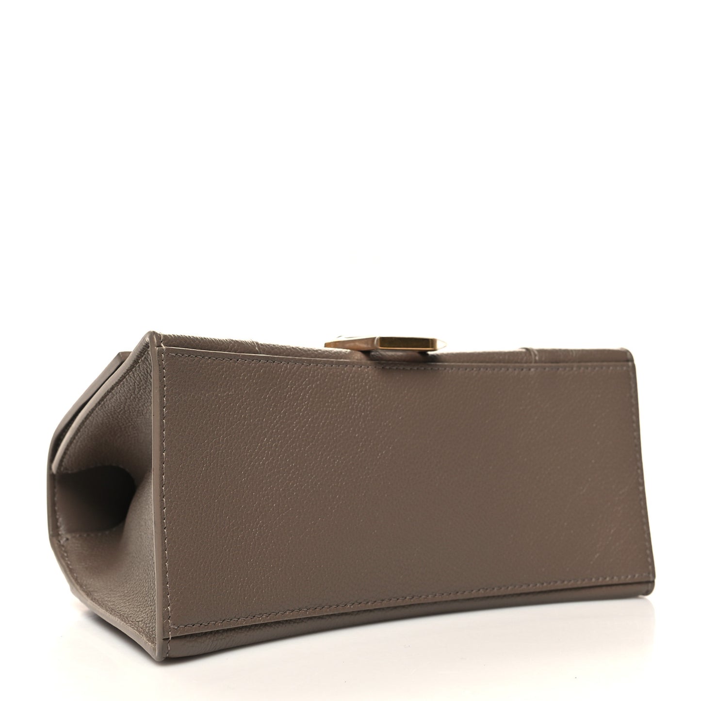 Grained Calfskin Small Hourglass Top Handle Bag Mink Grey