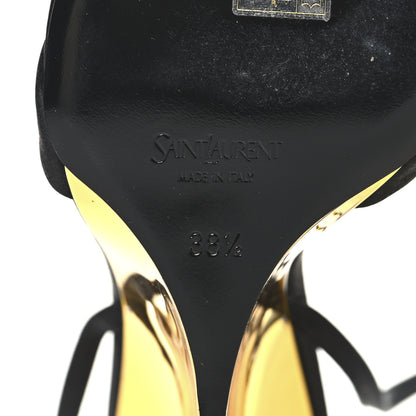 Saint Laurent Crepe Satin Lucienne 110 Wedge Sandals 38.5 Black 6 of 8