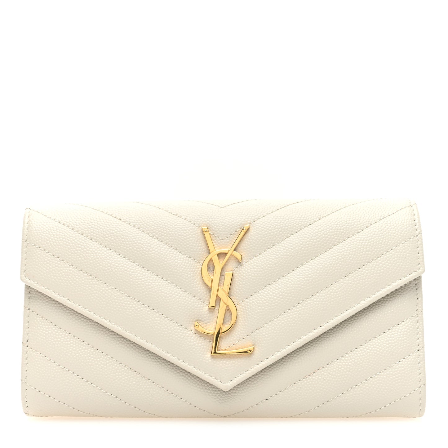 Grain De Poudre Matelasse Chevron Monogram Flap Wallet Crema Soft