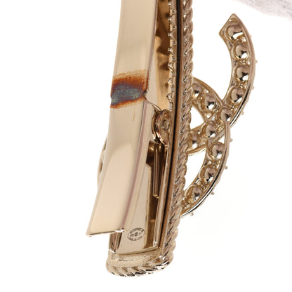 Chanel Metal Crystal Pearl CC Hair Clip Gold Pearly White 3 of 4