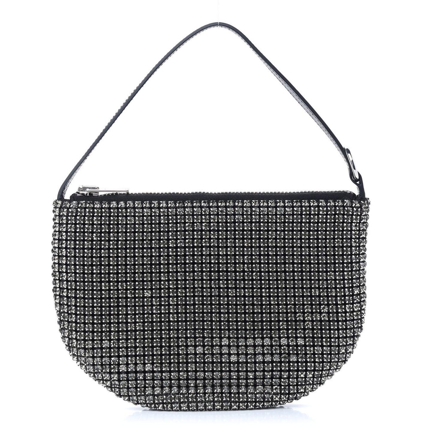 Mesh Crystal Wanglock Fortune Cookie Bag Black