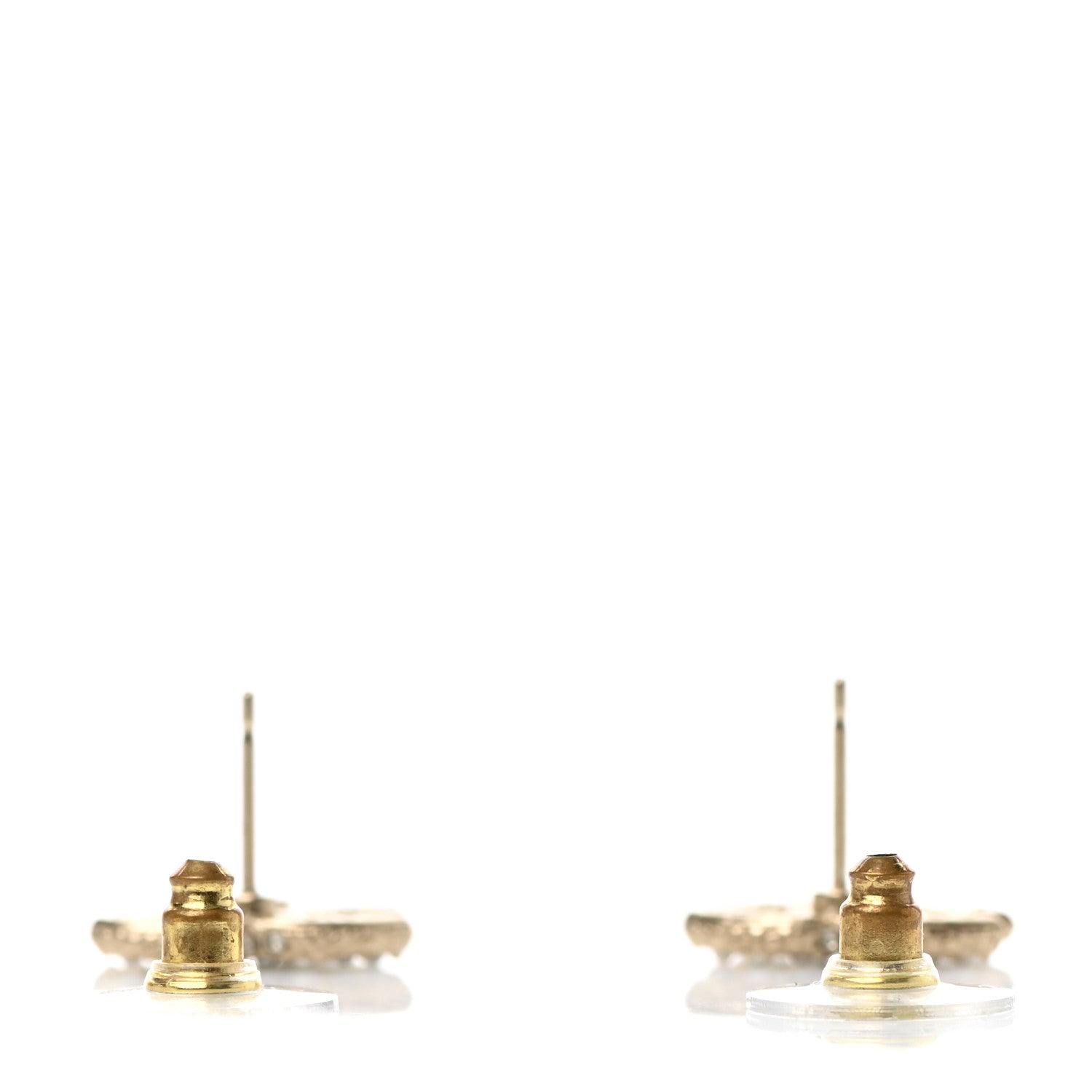 Chanel Pearl Crystal CC Earrings Light Gold 3 of 4