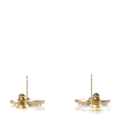 Chanel Pearl Crystal CC Earrings Light Gold 3 of 4
