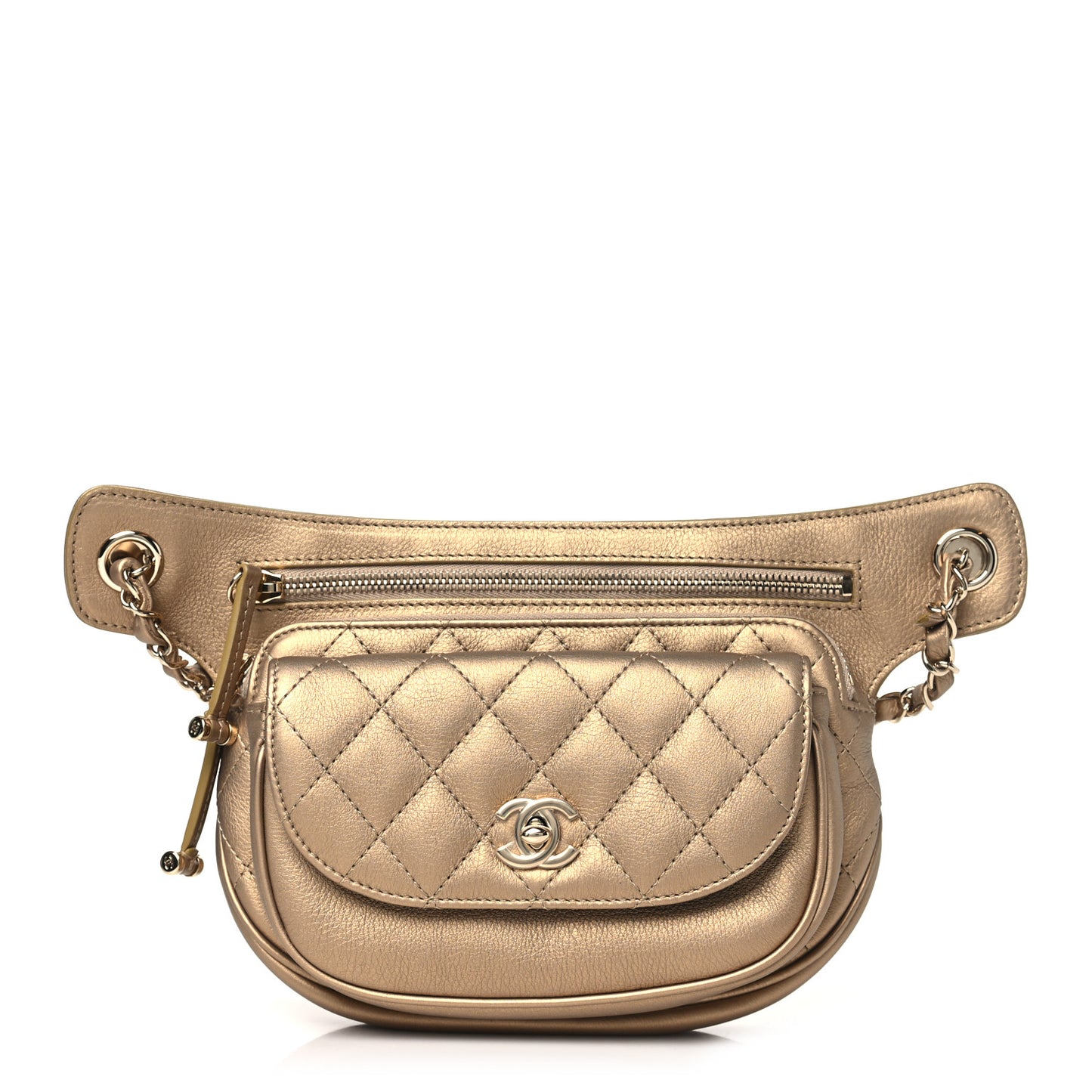 Calfskin Quilted Waist Bag Gold