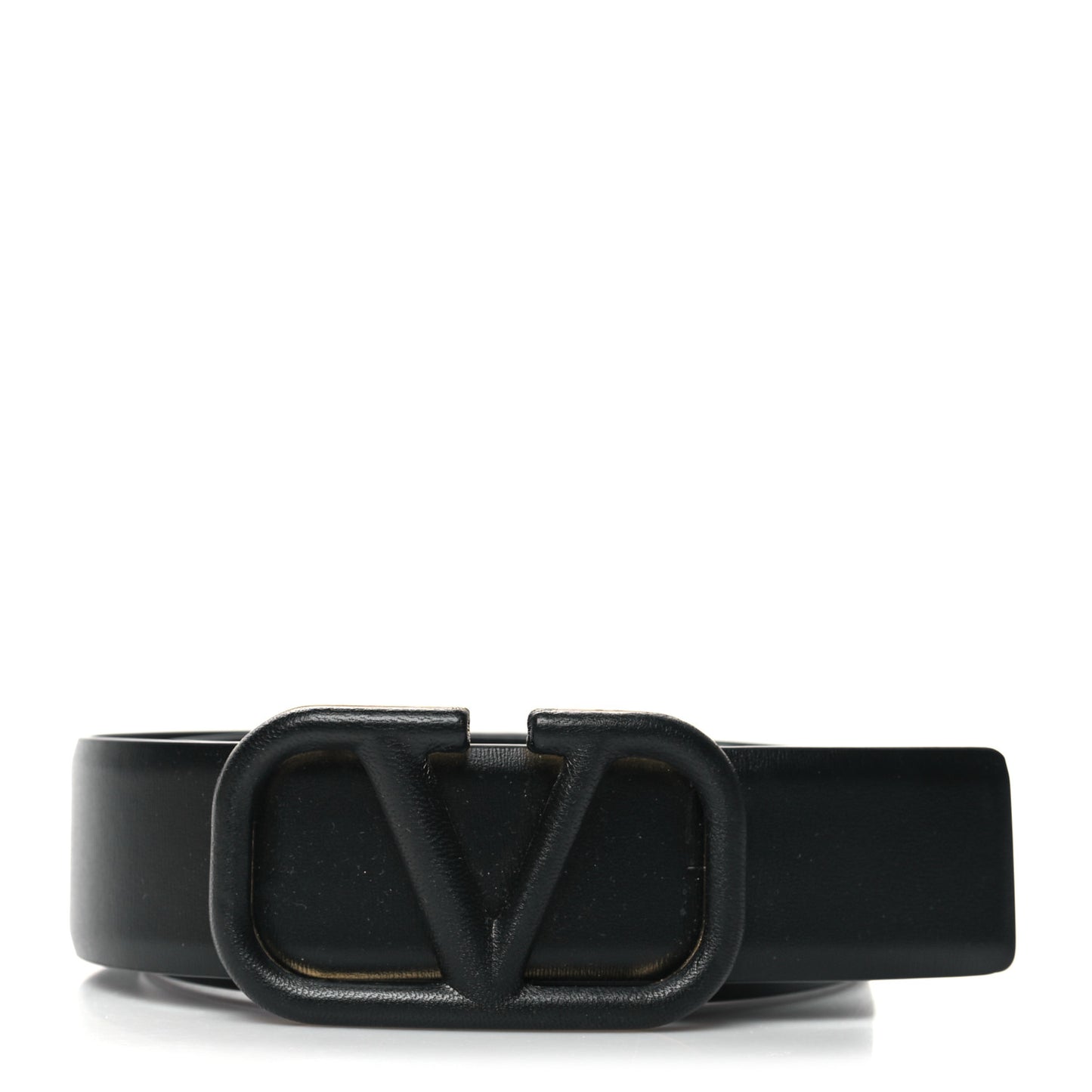 Glossy Calfskin Monochrome 40mm VLogo Belt 80 32 Black