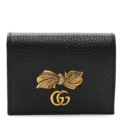 Gucci Calfskin GG Marmont Bow Card Case Black 1 of 6