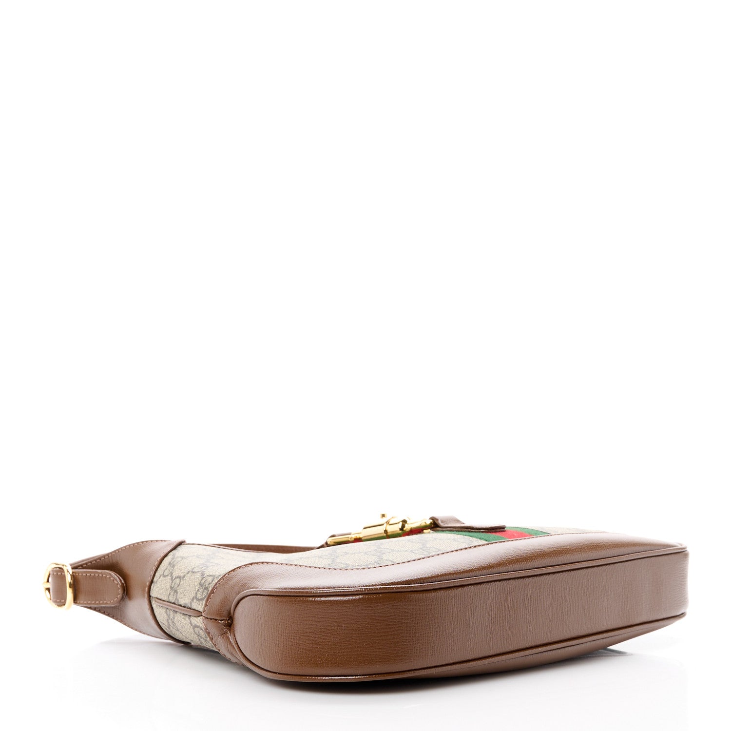 Gucci GG Supreme Monogram Azalea Calfskin Web Small Jackie 1961 Hobo Beige Ebony Brown Sugar 4 of 12