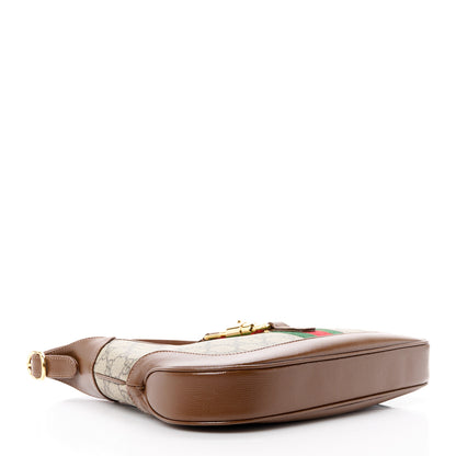Gucci GG Supreme Monogram Azalea Calfskin Web Small Jackie 1961 Hobo Beige Ebony Brown Sugar 4 of 12