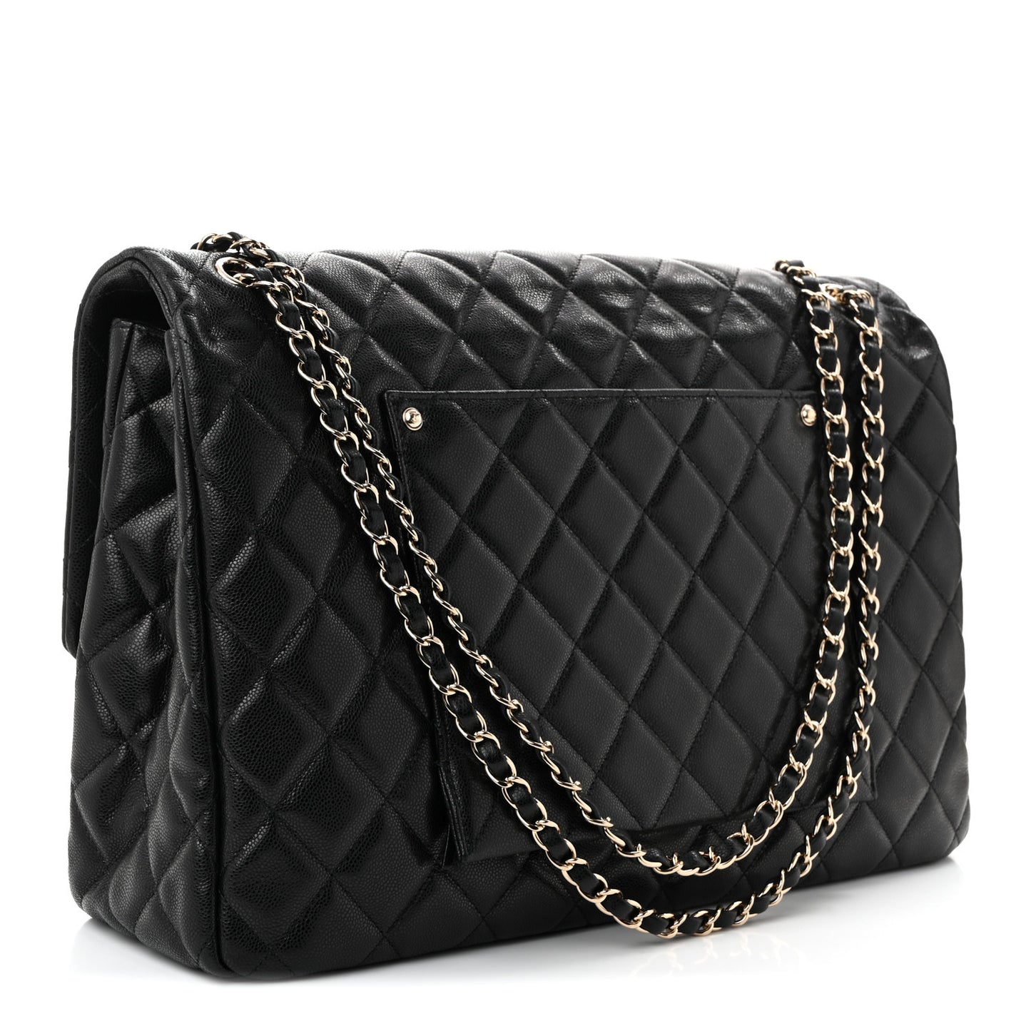Caviar Quilted XXL Travel Flap Bag Black
