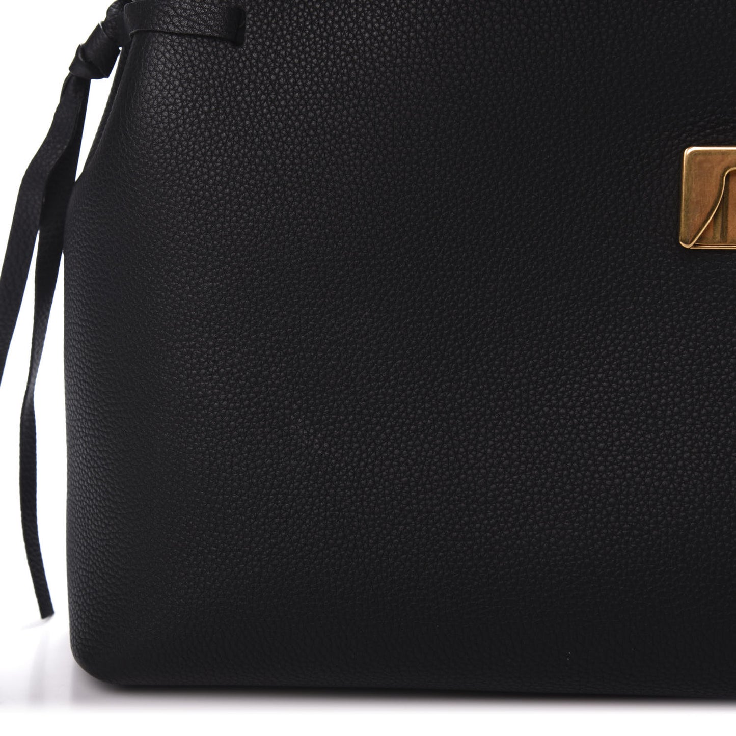 Pebbled Calfskin Large VRing Chain Shoulder Bag Black