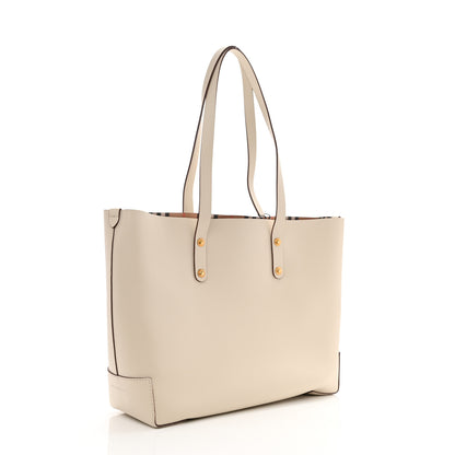 Burberry Calfskin Crest Embossed Small Tote Limestone 2 of 8