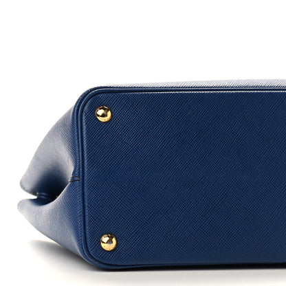 Prada Saffiano Cuir Medium Double Bag Bleuette Rosso 8 of 9