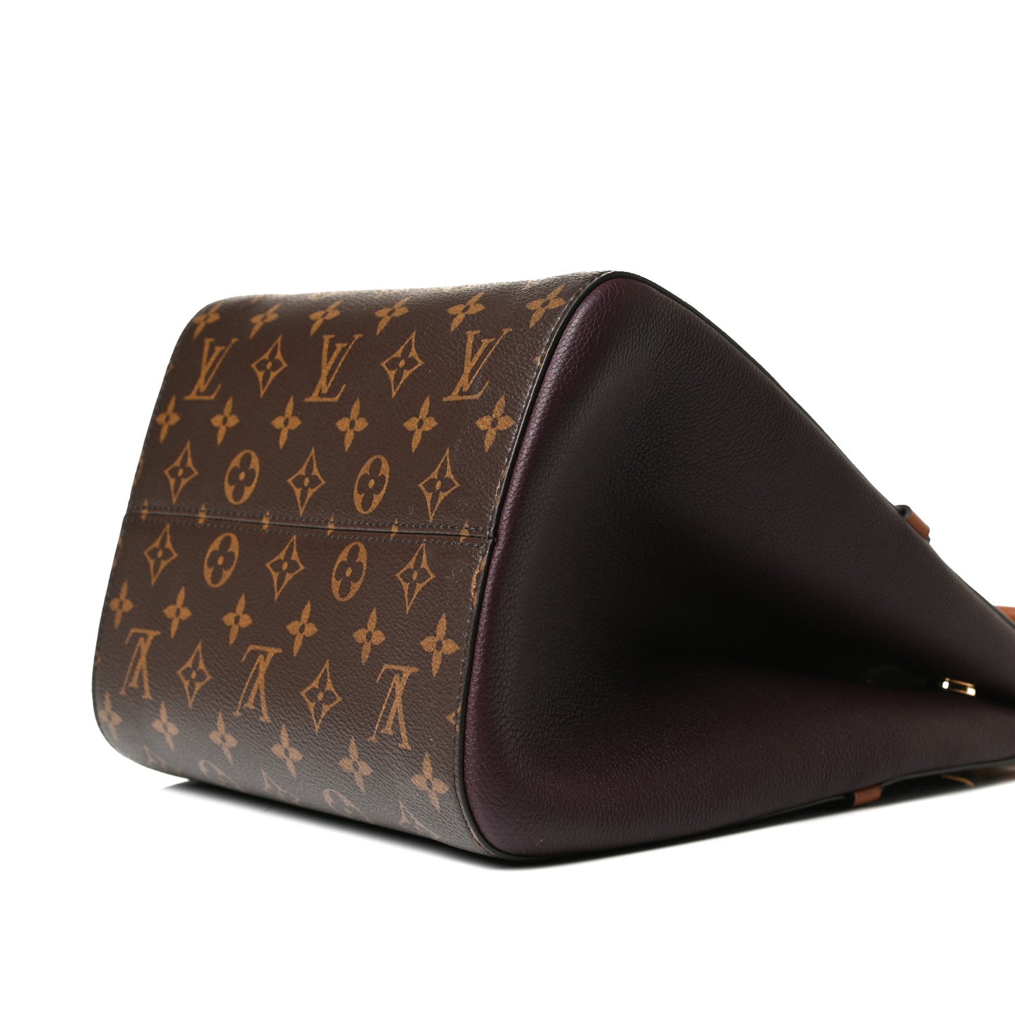 Calfskin Monogram Fold Tote MM Black Wine Cream