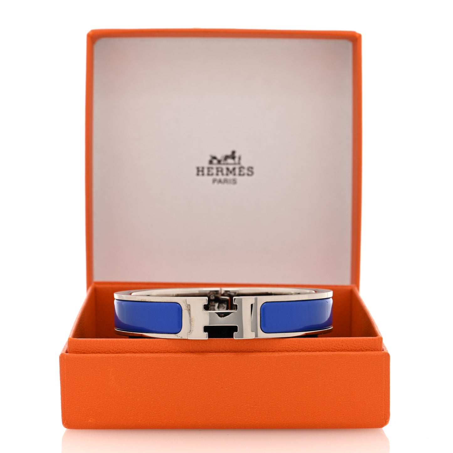 Narrow Enamel Clic Clac H Bracelet GM Bleu Electrique