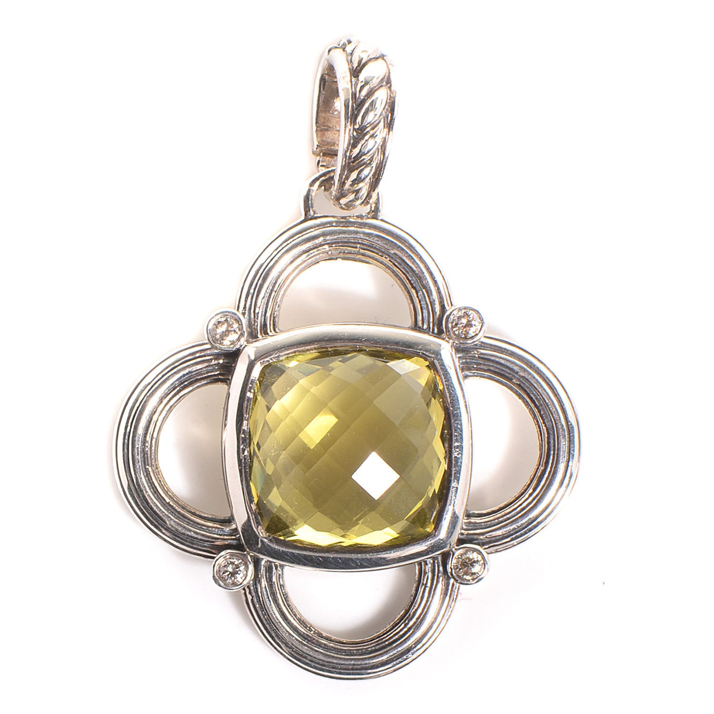 Sterling Silver Renaissance 16mm Peridot Enhancer Pendant