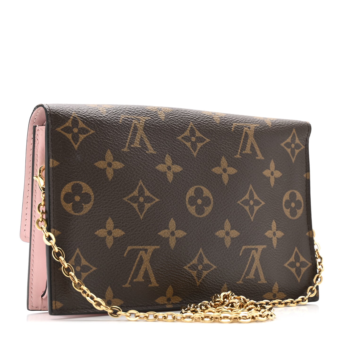 Monogram Flore Chain Wallet Rose Ballerine