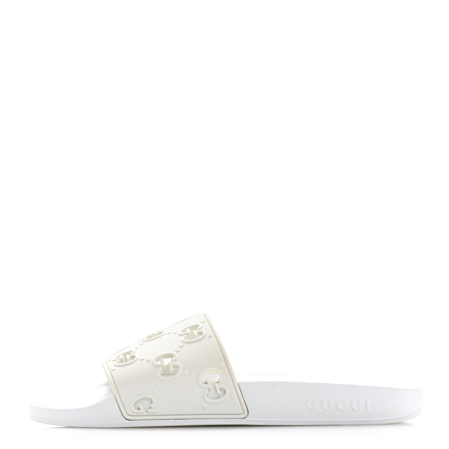 Gucci Rubber GG Monogram Perforated Womens Slide Sandals 38 Great White 1 of 8