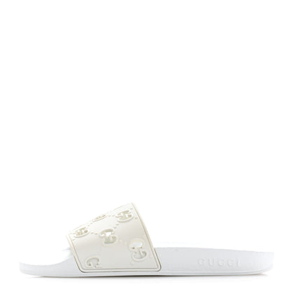 Gucci Rubber GG Monogram Perforated Womens Slide Sandals 38 Great White 1 of 8