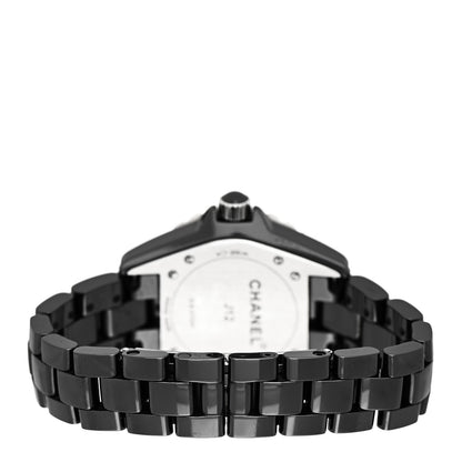 Chanel Stainless Steel Ceramic Diamond 33mm J12 Quartz Watch Black 3 of 4
