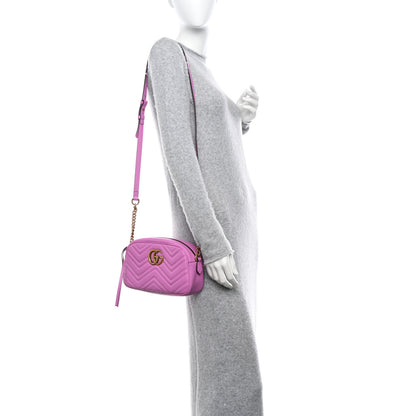 Gucci Calfskin Matelasse Small GG Marmont Chain Shoulder Bag Candy Mousse 2 of 10