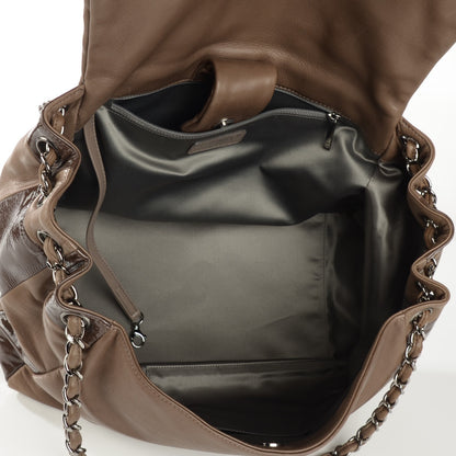 Chanel Lambskin Patent Calfskin Brooklyn Patchwork Accordion Flap Brown 5 of 7