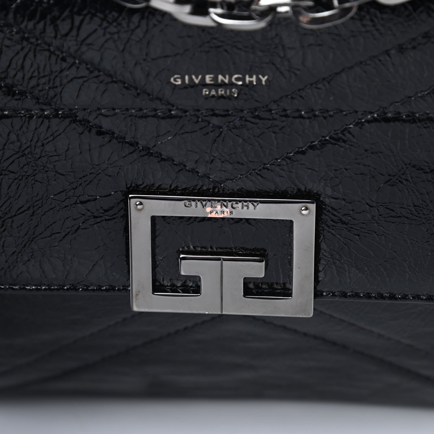 Givenchy Creased Patent Calfskin Medium ID Flap Black 10 of 10
