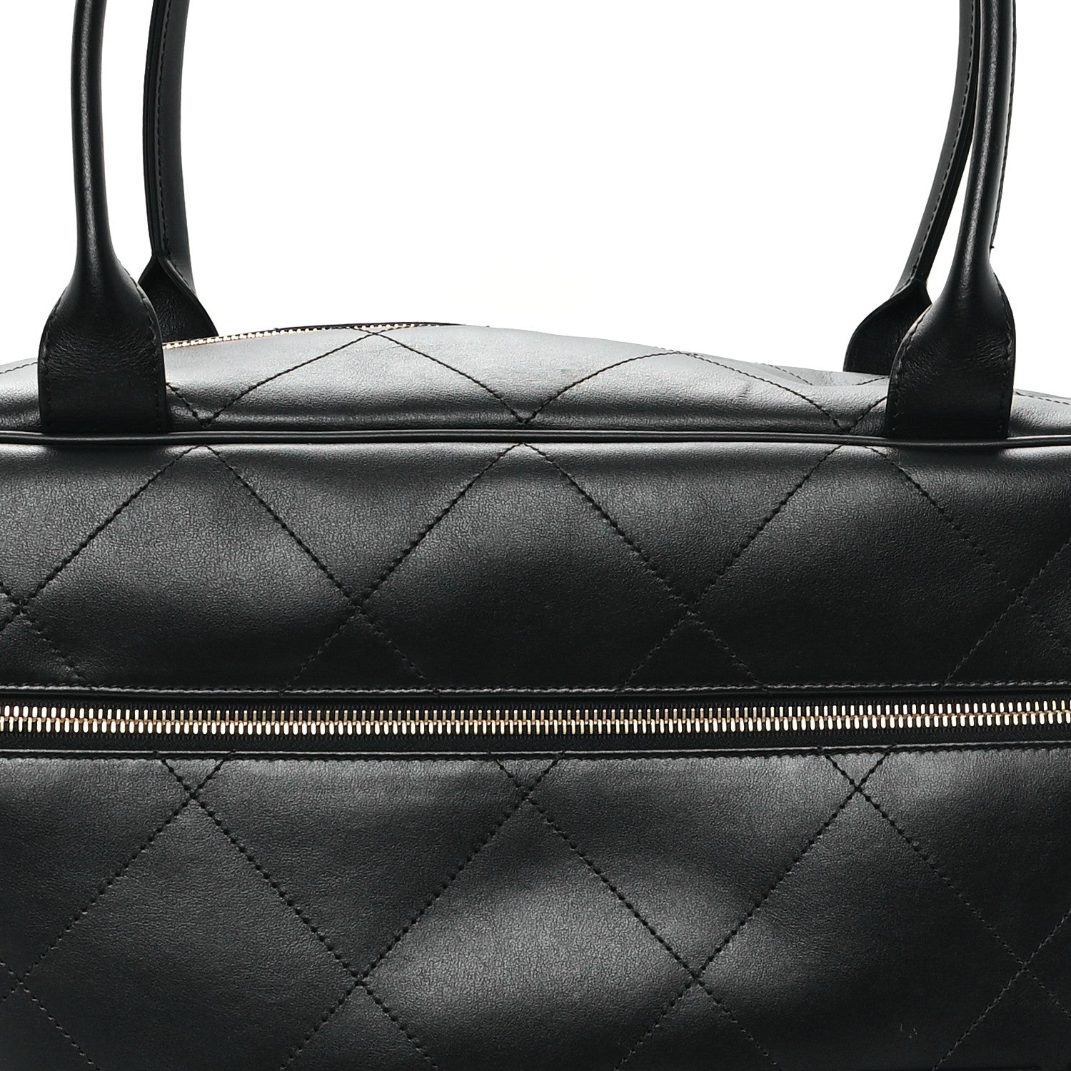 Chanel Calfskin Stitched Maxi Logo Bowling Bag Black 8 of 11