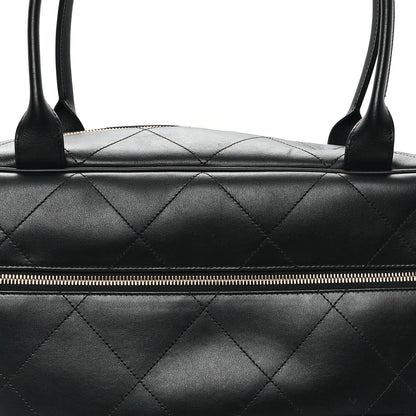 Chanel Calfskin Stitched Maxi Logo Bowling Bag Black 8 of 11