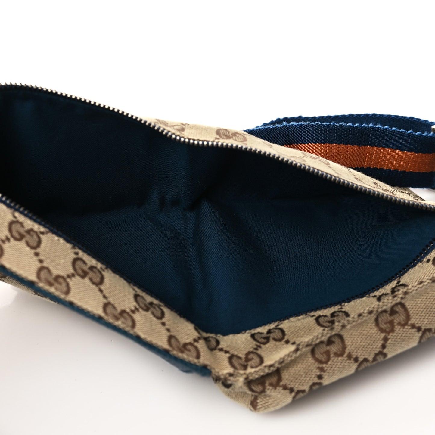 GG Monogram Web Double Pocket Belt Bag Navy